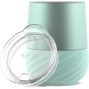 imageEllo Clink 12oz Vacuum Insulated Stainless Steel Wine Tumbler with Builtin Silicone Protection Coaster Stemless Wine Cup Coffee Tea Champaign Cocktail GraphiteYucca