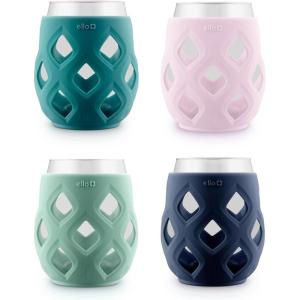 imageEllo Cru 17oz Stemless Wine Glass Set with Protective Silicone Sleeves Dishwasher Safe Cocktail Glass Pack Perfect for Summer Patios and Parties Festive Fun Holiday Gift for Women Men Her HimRose