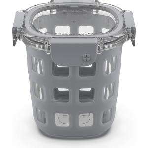 imageEllo Duraglass Meal Prep Container Glass Food Storage Container with Silicone Sleeve and Airtight BPAFree Plastic Lid Dishwasher Microwave and Freezer Safe3 Cup Grey