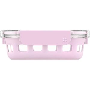 imageEllo Duraglass Meal Prep Container Glass Food Storage Container with Silicone Sleeve and Airtight BPAFree Plastic Lid Dishwasher Microwave and Freezer Safe175 Cup Pink Cashmere