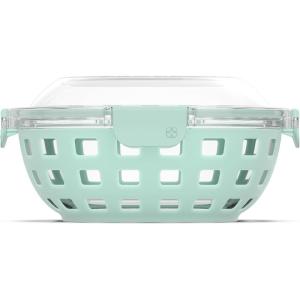 imageEllo Duraglass Meal Prep Lunch Bowl Container 5 cup Glass Food Storage Container with Silicone Sleeve and Airtight BPAFree Plastic Lid Dishwasher Microwave and Freezer SafeYucca