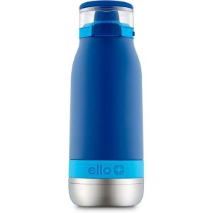 imageEllo Emma 14oz Vacuum Insulated Stainless Steel Kids Water Bottle with Straw and Builtin Carrying Handle and LeakProof Locking Lid for School Backpack Lunchbox and Outdoor SportsTouchdown Blue