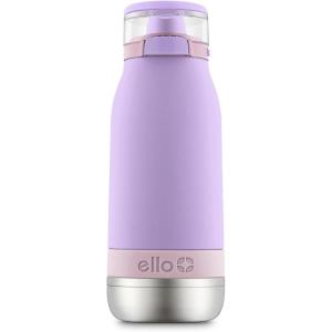 imageEllo Emma 14oz Vacuum Insulated Stainless Steel Kids Water Bottle with Straw and Builtin Carrying Handle and LeakProof Locking Lid for School Backpack Lunchbox and Outdoor SportsLilacCashmere Pink