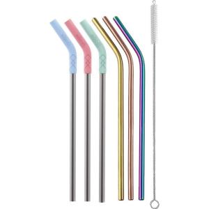 imageEllo Impact Reusable Stainless Steel Straws with Cleaning Brush 4 Piece June Breeze6 Piece