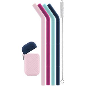 imageEllo Impact Silicone Fold ampamp Store Straws with Carry CaseJune Breeze