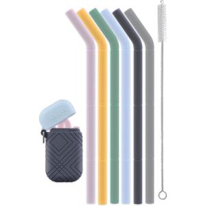 imageEllo Impact Silicone Fold ampamp Store Straws with Carry CaseSpring Floral