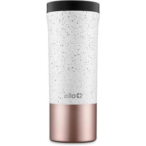 imageEllo Miri 16oz Vacuum Insulated Stainless Steel Travel Mug LeakProof Slider Lid Keeps Hot for 5 Hours Perfect for Coffee or Tea BPAFree Fits Most Cupholders Holiday Gift BlackSpeckle Rosegold