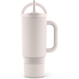 imageEllo Port 40oz Tumbler with Carry Loop ampamp Integrated Handle Vacuum Insulated Stainless Steel Reusable Water Bottle Travel Mug with Leak Proof Lid ampamp Straw Perfect for Iced Coffee ampamp Tea SageCream