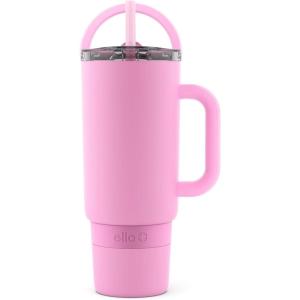 imageEllo Port 40oz Tumbler with Carry Loop ampamp Integrated Handle Vacuum Insulated Stainless Steel Reusable Water Bottle Travel Mug with Leak Proof Lid ampamp Straw Perfect for Iced Coffee ampamp Tea SageBubblegum