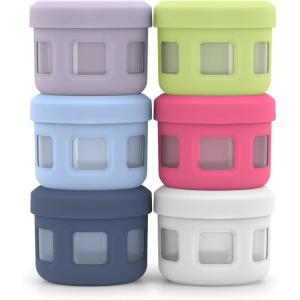 imageEllo Reusable Condiment Containers 4oz each with Screwon Leak Proof Lid  Perfect for Salad Dressing Sauce Dips Lunchbox Picnic Travel Bento Box  BPAFree  Dishwasher SafeSunny Daze