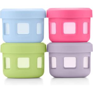imageEllo Reusable Condiment Containers 4oz each with Screwon Leak Proof Lid  Perfect for Salad Dressing Sauce Dips Lunchbox Picnic Travel Bento Box  BPAFree  Dishwasher SafeNeon Dreams
