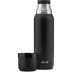 imageEllo Therma 32oz Insulated Stainless Steel Thermos for Hot ampamp Cold Beverages with Leak Proof Lid ampamp Builtin Cup Triple Wall Insulation Hot 24 Hrs Perfect for CoffeeTea Dishwasher Safe CreamBlack