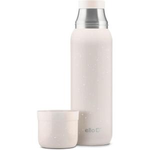 imageEllo Therma 32oz Insulated Stainless Steel Thermos for Hot ampamp Cold Beverages with Leak Proof Lid ampamp Builtin Cup Triple Wall Insulation Hot 24 Hrs Perfect for CoffeeTea Dishwasher Safe CreamCream Speckle