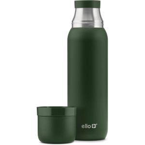 imageEllo Therma 32oz Insulated Stainless Steel Thermos for Hot ampamp Cold Beverages with Leak Proof Lid ampamp Builtin Cup Triple Wall Insulation Hot 24 Hrs Perfect for CoffeeTea Dishwasher Safe CreamForest Green