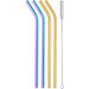 imageEllo Impact Stainless Steel Reusable Straws with Cleaning Brush 4 Piece Rainbow