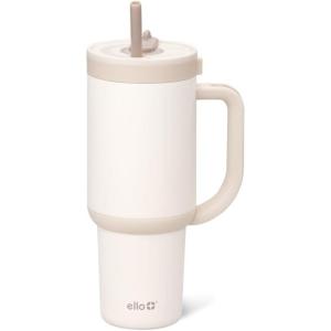 imageEllo Oasis Tumbler with Handle ampamp Retracting Straw  Reusable Insulated Stainless Steel Cup 100 Leakproof Gifts for Teens Women Men  Keeps cold for 20 Hours 40oz 30oz Cup Holder FriendlyCream Tonal