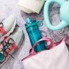 imagePogo Plastic Water Bottle with Chug Lid and Carry Handle Reusable BPA Free Dishwasher Safe Perfect for Travel School Outdoors and Gym  18oz 32oz 40oz 64ozTeal