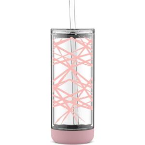 imageEllo Peak Double Wall Insulated Plastic Tumbler with Straw 22 oz Pink Satin Lasers