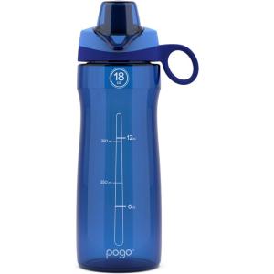 imagePogo Plastic Water Bottle with Chug Lid and Carry Handle Reusable BPA Free Dishwasher Safe Perfect for Travel School Outdoors and Gym  18oz 32oz 40oz 64ozBlue