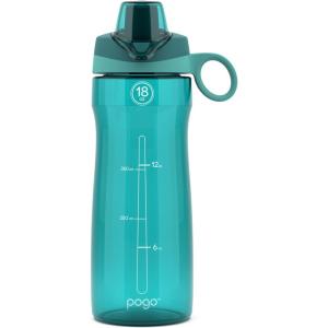 imagePogo Plastic Water Bottle with Chug Lid and Carry Handle Reusable BPA Free Dishwasher Safe Perfect for Travel School Outdoors and Gym  18oz 32oz 40oz 64ozTeal