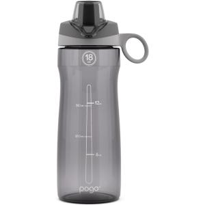 imagePogo Plastic Water Bottle with Chug Lid and Carry Handle Reusable BPA Free Dishwasher Safe Perfect for Travel School Outdoors and Gym  18oz 32oz 40oz 64ozGrey