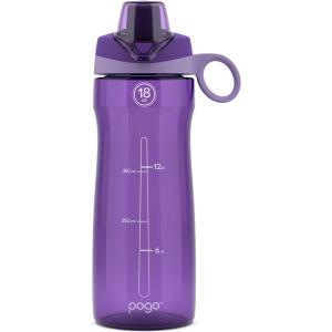 imagePogo Plastic Water Bottle with Chug Lid and Carry Handle Reusable BPA Free Dishwasher Safe Perfect for Travel School Outdoors and Gym  18oz 32oz 40oz 64ozPurple