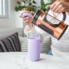 imageEllo Devon 18oz Glass Tumbler with Straw Friction Fit Bamboo Wood Lid and Silicone Sleeve  Perfect for Iced Coffee Tea Matcha and SmoothiesLilac