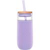 imageEllo Devon 18oz Glass Tumbler with Straw Friction Fit Bamboo Wood Lid and Silicone Sleeve  Perfect for Iced Coffee Tea Matcha and SmoothiesLilac