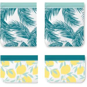 imageEllo 4 Pack Reusable Food Storage Bags Resealable BPAFree FoodSafe PEVA Feezer Safe and LeakProofLemons