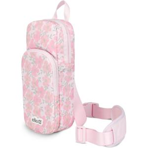 imageEllo Crossbody Sling Water Bottle Bag  Holds Bottles Up to 40oz  HandsFree Bottle Carrier with Zippered Pockets Adjustable Strap and Drawstring Holder  Machine Washable  BlackPetal Cascade