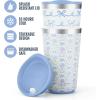 imageEllo 2 Pack 16oz Stainless Steel Stacking Cups with Easy Press Lids  Pint Size Reusable Tumblers for Parties Home Camping Outdoor  Keeps Cold for 16 Hours Dishwasher Safe  Bows ampamp FlowersBows  Flowers