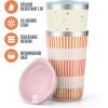 imageEllo 2 Pack 16oz Stainless Steel Stacking Cups with Easy Press Lids  Pint Size Reusable Tumblers for Parties Home Camping Outdoor  Keeps Cold for 16 Hours Dishwasher Safe  Bows ampamp FlowersStripes  Dots