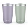 imageEllo 2 Pack 16oz Stainless Steel Stacking Cups with Easy Press Lids  Pint Size Reusable Tumblers for Parties Home Camping Outdoor  Keeps Cold for 16 Hours Dishwasher Safe  Bows ampamp FlowersSoft Plum  Sage