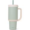 imageEllo Oasis 24oz Tumbler with Handle ampamp Retracting Straw  Reusable Insulated Stainless Steel Cup 100 Leakproof Gifts for Teens Women Men  Keeps cold for 24 Hours Cup Holder Friendly Twilight BlushPistachio