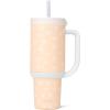 imageEllo Oasis 24oz Tumbler with Handle ampamp Retracting Straw  Reusable Insulated Stainless Steel Cup 100 Leakproof Gifts for Teens Women Men  Keeps cold for 24 Hours Cup Holder Friendly Twilight BlushOrange Daisies