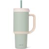 imageEllo Oasis 24oz Tumbler with Handle ampamp Retracting Straw  Reusable Insulated Stainless Steel Cup 100 Leakproof Gifts for Teens Women Men  Keeps cold for 24 Hours Cup Holder Friendly Twilight BlushPistachio