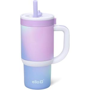 imageEllo Oasis 14oz Toddler Tumbler with Handle ampamp Retracting Straw 100 Leakproof Reusable Insulated Stainless Steel Cup Gifts for Kids Girls BoysPurple Swirl