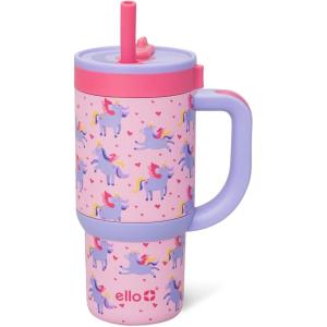 imageEllo Oasis 14oz Toddler Tumbler with Handle ampamp Retracting Straw 100 Leakproof Reusable Insulated Stainless Steel Cup Gifts for Kids Girls BoysUnicorns
