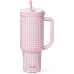 imageEllo Oasis 24oz Tumbler with Handle ampamp Retracting Straw  Reusable Insulated Stainless Steel Cup 100 Leakproof Gifts for Teens Women Men  Keeps cold for 24 Hours Cup Holder Friendly Twilight BlushPink Gingham