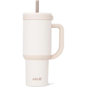 imageEllo Oasis 24oz Tumbler with Handle ampamp Retracting Straw  Reusable Insulated Stainless Steel Cup 100 Leakproof Gifts for Teens Women Men  Keeps cold for 24 Hours Cup Holder Friendly Twilight BlushCream Tonal