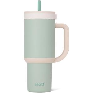 imageEllo Oasis 24oz Tumbler with Handle ampamp Retracting Straw  Reusable Insulated Stainless Steel Cup 100 Leakproof Gifts for Teens Women Men  Keeps cold for 24 Hours Cup Holder Friendly Twilight BlushPistachio