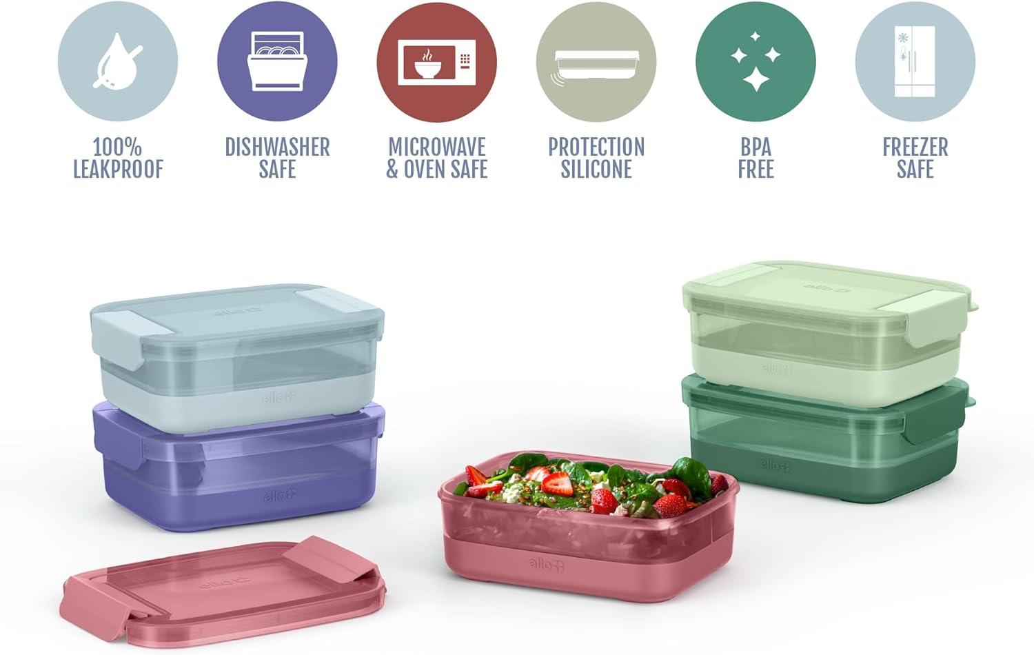 imageEllo Plastic Meal Prep Set BPA Free Plastic Food Storage Container with Silicone Boot and Airtight Lids Dishwasher Microwave and Freezer Safe37 Cup Meal Prep Everest