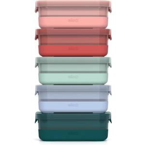 imageEllo Plastic Meal Prep Set BPA Free Plastic Food Storage Container with Silicone Boot and Airtight Lids Dishwasher Microwave and Freezer Safe37 Cup Meal Prep Melon