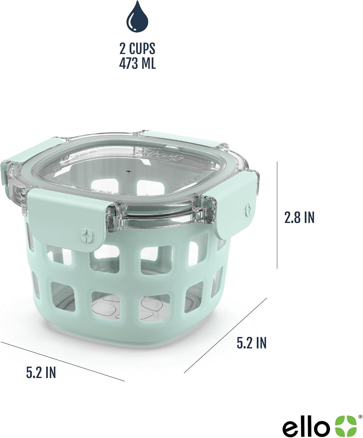 imageEllo Duraglass 8Pack 2 Cup Reusable Glass Container Jar with Leak Proof Lids and Protective Silicone Sleeves  Perfect for Overnight Oats Snacks Yogurt  BPAFree  Dishwasher Safe  Yucca