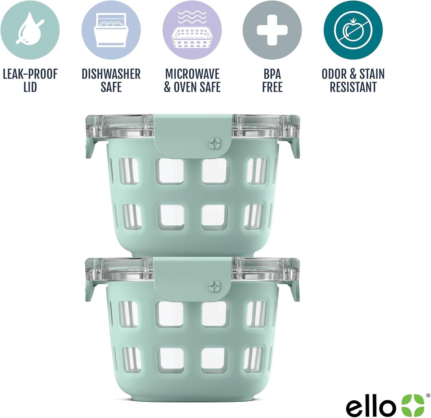 imageEllo Duraglass 8Pack 2 Cup Reusable Glass Container Jar with Leak Proof Lids and Protective Silicone Sleeves  Perfect for Overnight Oats Snacks Yogurt  BPAFree  Dishwasher Safe  Yucca