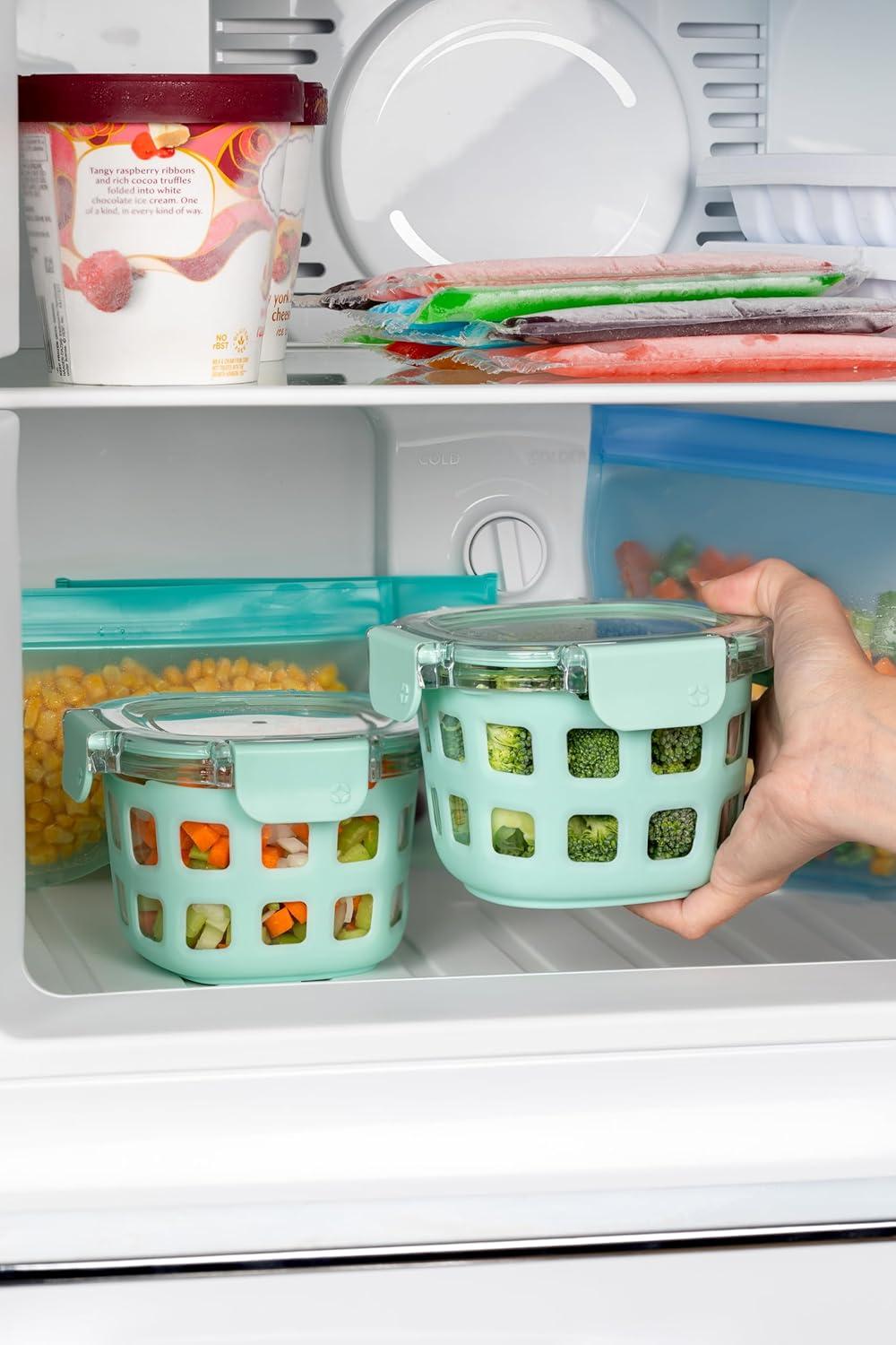 imageEllo Duraglass 8Pack 2 Cup Reusable Glass Container Jar with Leak Proof Lids and Protective Silicone Sleeves  Perfect for Overnight Oats Snacks Yogurt  BPAFree  Dishwasher Safe  Yucca