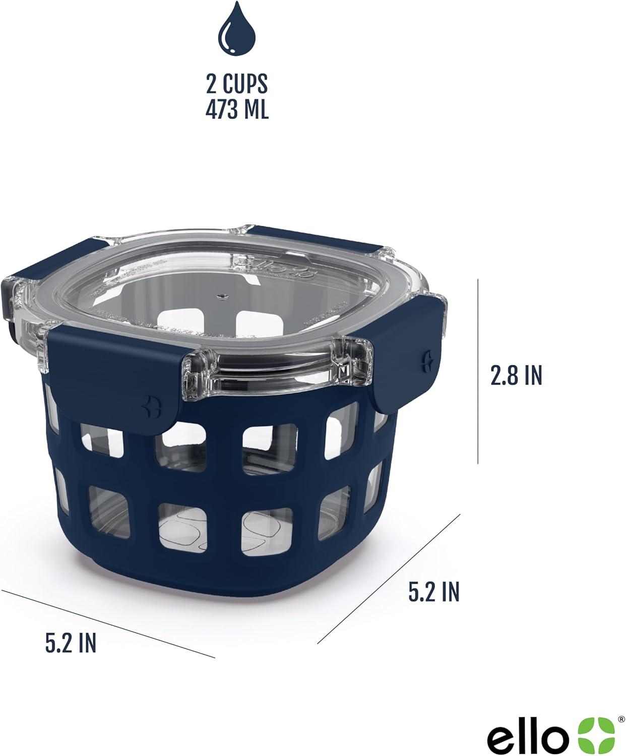 imageEllo Duraglass 8Pack 2 Cup Reusable Glass Container Jar with Leak Proof Lids and Protective Silicone Sleeves  Perfect for Overnight Oats Yogurt  BPAFree  Dishwasher Safe  Evening Orchard