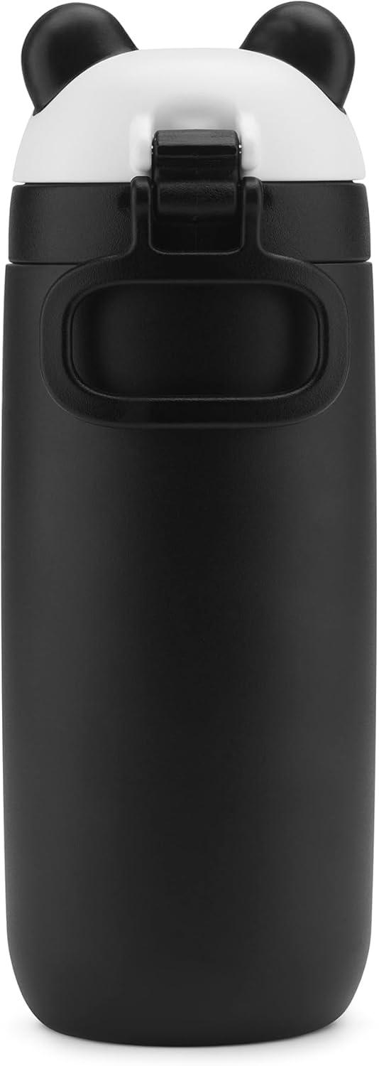 imageEllo Ellies 12oz Vacuum Insulated Stainless Steel Kids Water Bottle with Straw and Builtin Carrying Handle and LeakProof Locking Lid for School Backpack Lunchbox and Outdoor Sports PandaPanda