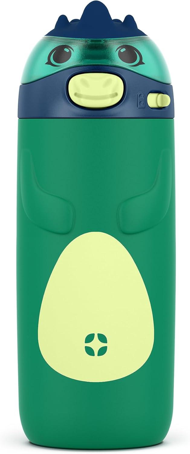 imageEllo Ellies 12oz Vacuum Insulated Stainless Steel Kids Water Bottle with Straw and Builtin Carrying Handle and LeakProof Locking Lid for School Backpack Lunchbox and Outdoor Sports PandaDino