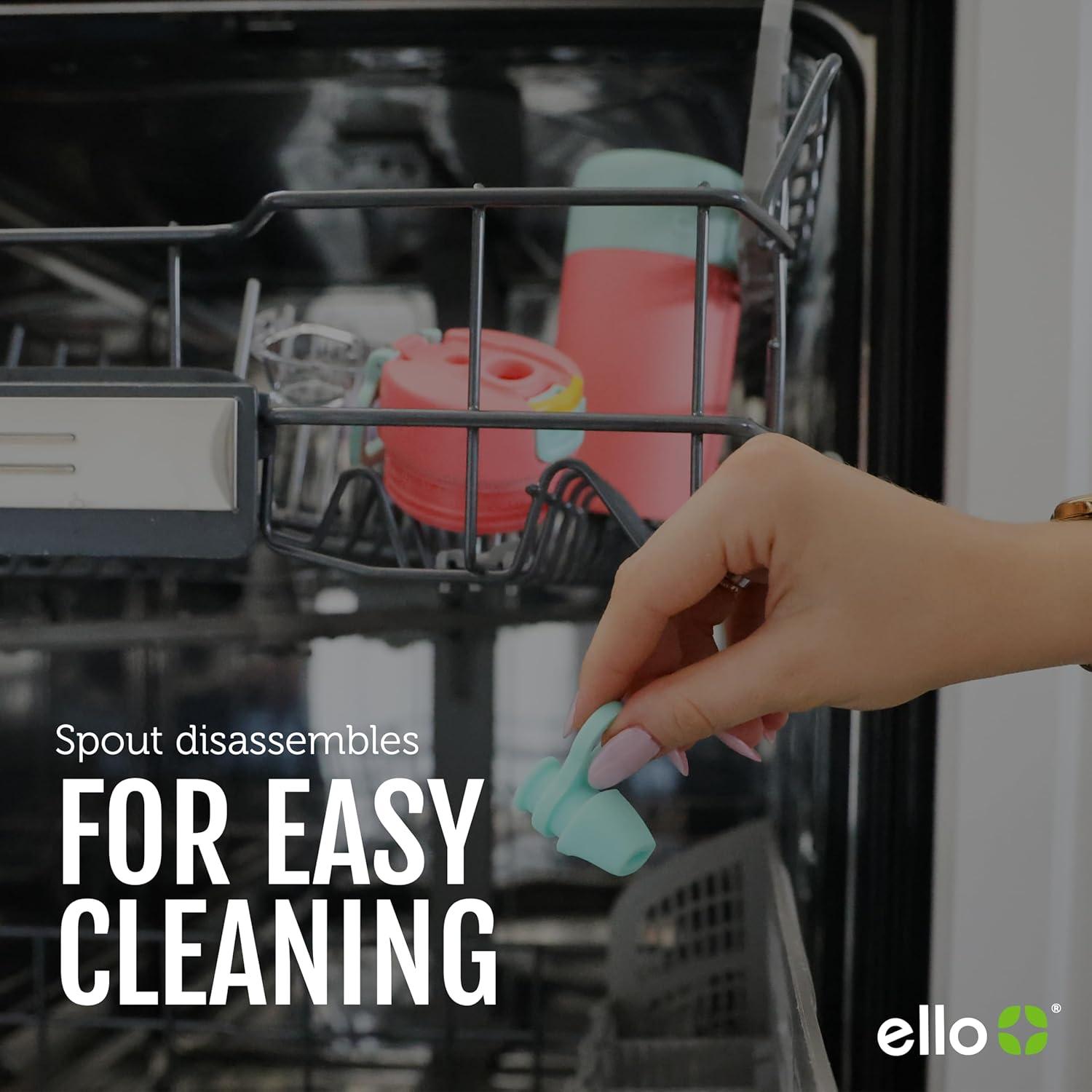 imageEllo Kids Colby 12oz Stainless Steel Insulated Water Bottle with Straw and BuiltIn Silicone Coaster Carrying Handle and LeakProof Locking Lid for School Backpack Lunchbox and Outdoor SportsBubble Berry